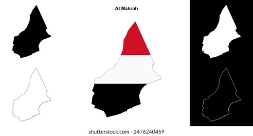 Al Mahrah Gouvernement Outline Karte gesetzt