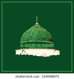 Al Masjid An Nabawi Green Dome Low Poly Illustration Vector Madina Munawara Yathrib