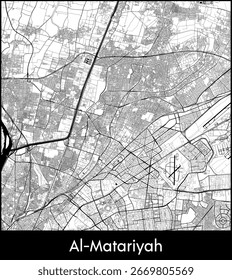 Mapa da cidade de Al Matariyah, Egito - Mapa vetorial topográfico