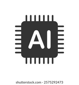 Al microchip glyph icon. Vector illustration
