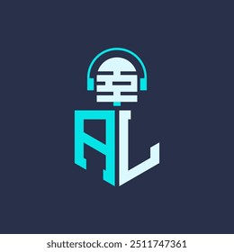 Diseño de logotipos de micrófono AL para audio, música y marca de podcast - Ilustración vectorial de Profesional de logotipos de letras AL para industrias creativas