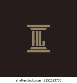 Logotipo inicial del monograma AL para la firma de abogados con diseño de hitos