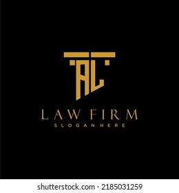 Logotipo inicial del monograma AL para la firma de abogados con diseño de hitos