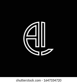 AL monogram logo circle ribbon style outline design template