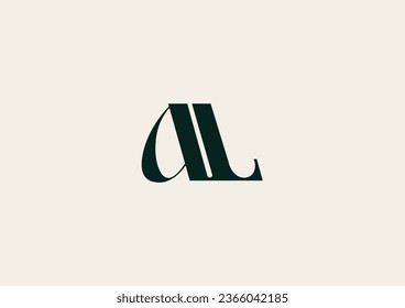 AL monogram logo. Laconic font. Black and white. Minimalism. Vintage.