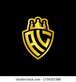 AL-Monogramm-Logo mit Schild und Kronendesign-Vorlage einzeln auf schwarzem Hintergrund