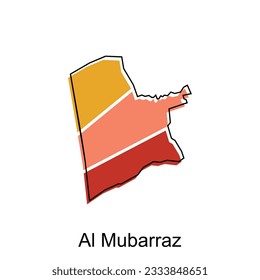 Al Mubarraz Karte. Vektorplan der Hauptstadt Saudi-Arabiens - Farbiges Design, Illustrationsdesign auf weißem Hintergrund