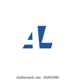 AL negative space letter logo blue