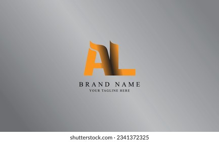 AL orange black gradient warm color brand company minimal vector logo design with gray gradient background template.