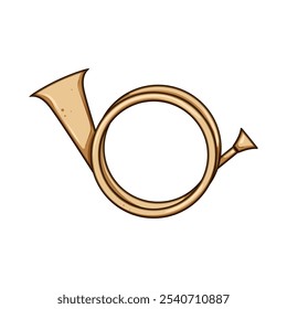 al post horn cartoon. melody sound, classical orchestra, fanfare communication al post horn sign. isolated symbol vector illustration