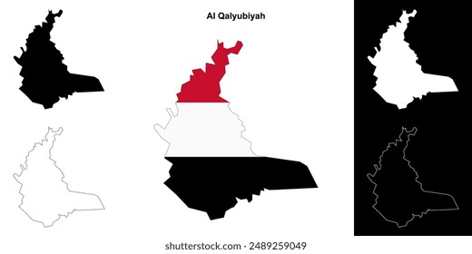 Al Qalyubiyah Governorate Outline Karte gesetzt