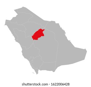 Al qassim province highlighted on saudi arabia map. Gray background.