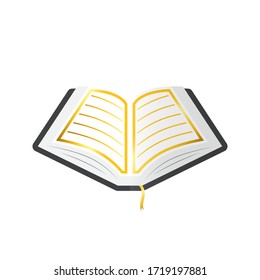 al quran islam religion book with golden frame and ribbon