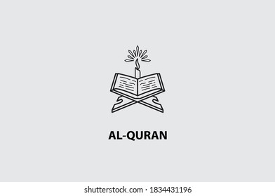 Al Quran line icon. Holy islamic book linear style sign for mobile concept and web design.