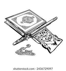 Al quran vector illustration in hand drawn style