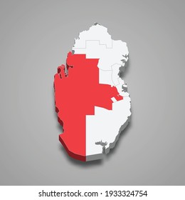 Al Rayyan region location within Qatar 3d isometric map