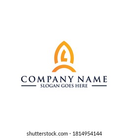 AL rocket logo design lettering - vector