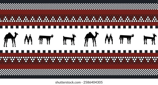 Al Sadu Fabric with Camel Motifs – Bedouin Tribal Textile Art from Arabian Peninsula
