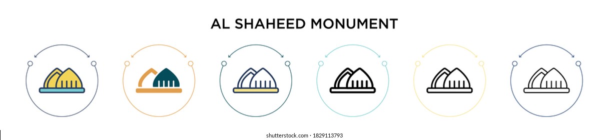 Al shaheed monument icon in filled, thin line, outline and stroke style. Vector illustration of two colored and black al shaheed monument vector icons designs can be used for mobile, ui, web