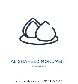 al shaheed monument thin line icon. monument, iraq linear icons from monuments concept isolated outline sign. Vector illustration symbol element for web design and apps.