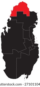 Al Shamal Municipality on Map of Qatar Editable Vector