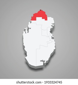 Al Shamal region location within Qatar 3d isometric map