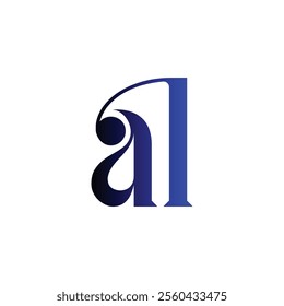 AL Simple alphabet modern minimalist negative space font vector business logo design