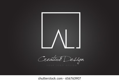 AL Square Framed Letter Logo Design Vector with Black and White Colors.