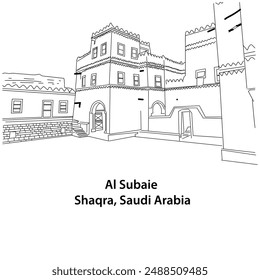 Al Subaie historic palace in Shaqra, Saudi Arabia. This house is traditional restored with clay bricks
