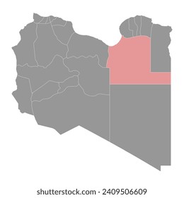 Al Wahat district map, administrative division of Libya. Vector illustration.