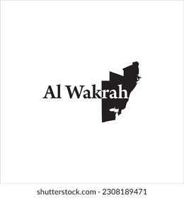 Al Wakrah map and black lettering design on white background