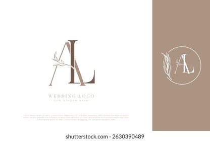 AL Wedding Logo Elegant Floral Monogram for Invitations