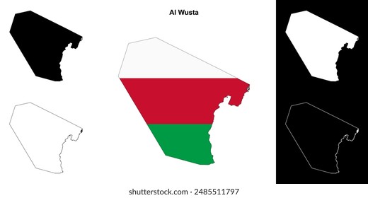 Al Wusta Governorate Outline Karte gesetzt