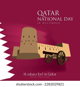 Al Zubara fort in Qatar, Vector Illustration