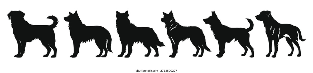 Alabai Siluetas de perro Conjunto de Vector Perros Raza Negro