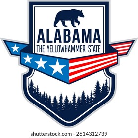 Alabam vector label with mountains and black bear