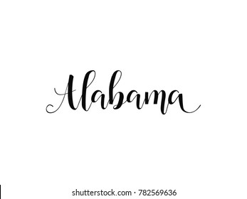 Alabama.  American state. Lettering. Modern calligraphy. Hand drawn vector illustration. element for flyers, banner, postcards and posters.