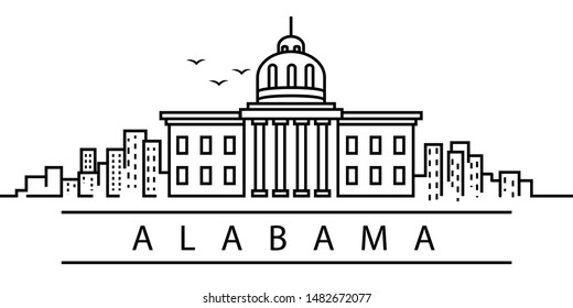 Alabama city line icon. Element of USA states illustration icons. Signs, symbols can be used for web, logo, mobile app, UI, UX