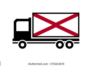 alabama delivery truck isolated on white background