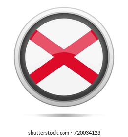 Alabama  Flag Button Round Vector Art Design