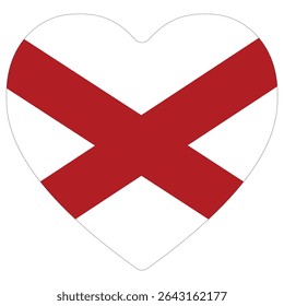 Alabama flag in heart shape. Flag of Alabama state in heart shape