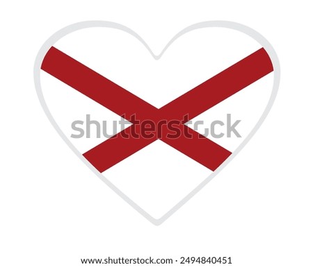 Alabama flag heart shaped. vector