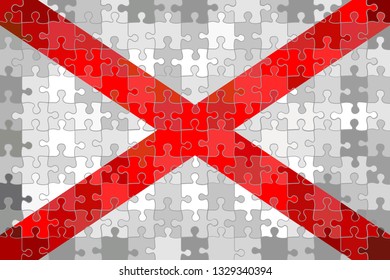 Alabama flag made of puzzle background - Illustration