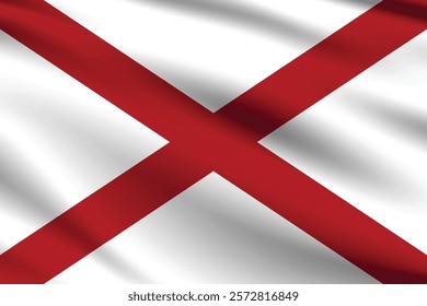 Alabama flag official colors and proportion digital vector illustration. Pleated flag.