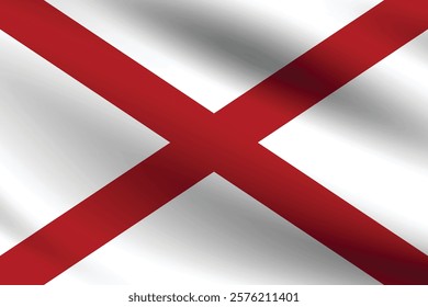 Alabama flag official colors and proportion digital vector illustration. Pleated flag.