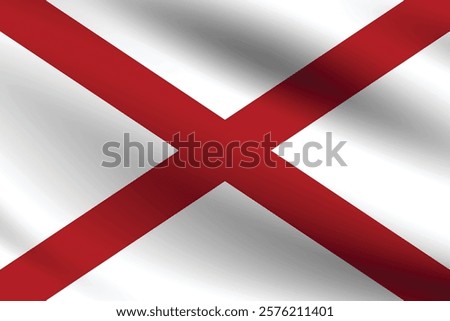 Alabama flag official colors and proportion digital vector illustration. Pleated flag.