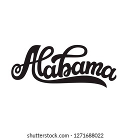 Alabama. Hand drawn US state name isolated on white background. Modern calligraphy for posters, cards, t shirts, souvenirs, stickers. Vector lettering typography