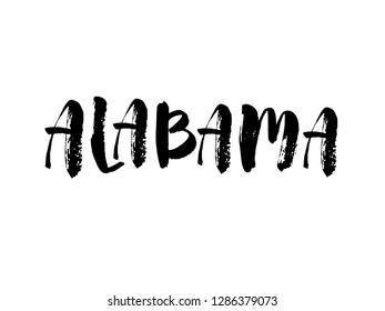 Alabama. Hand drawn US state name isolated on white background. Modern brush calligraphy for your design. Vector lettering typography