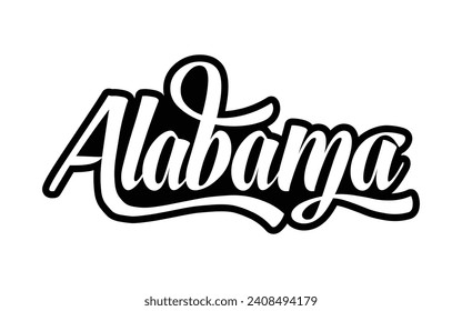 Alabama hand lettering design calligraphy vector, Alabama text vector trendy typography design