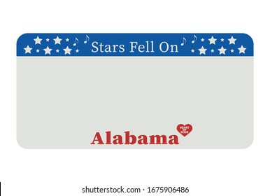 Alabama license plate. Vector object on white background 